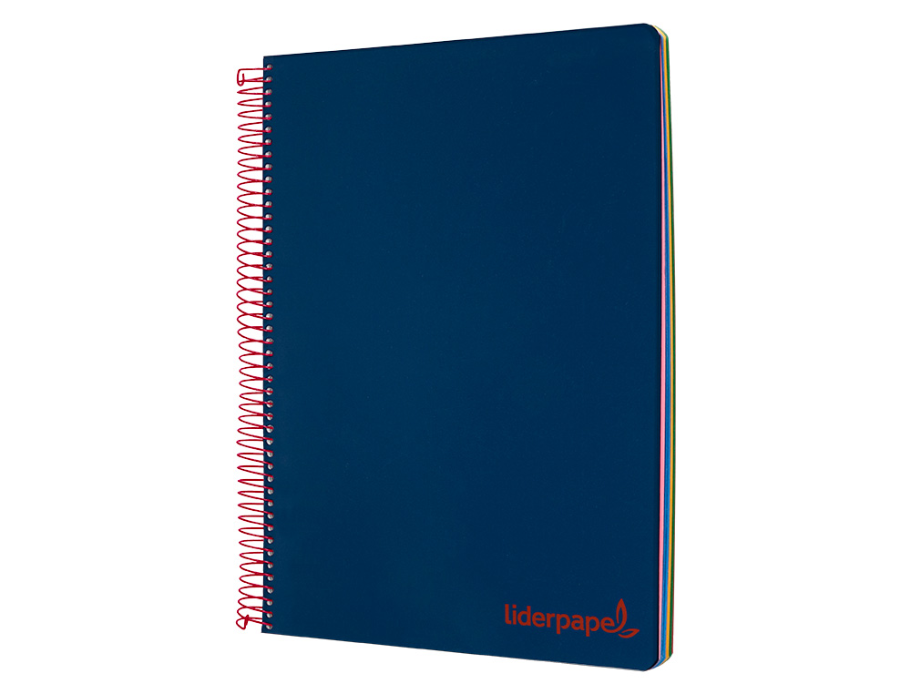 CADERNO ESPIRAL LIDERPAPEL WONDER MICRO DIN A5 CAPA PLASTICO 120 F 90 GR QUADRICULA 5MM 5 BANDAS DE CORES 6 FUROS AZUL M