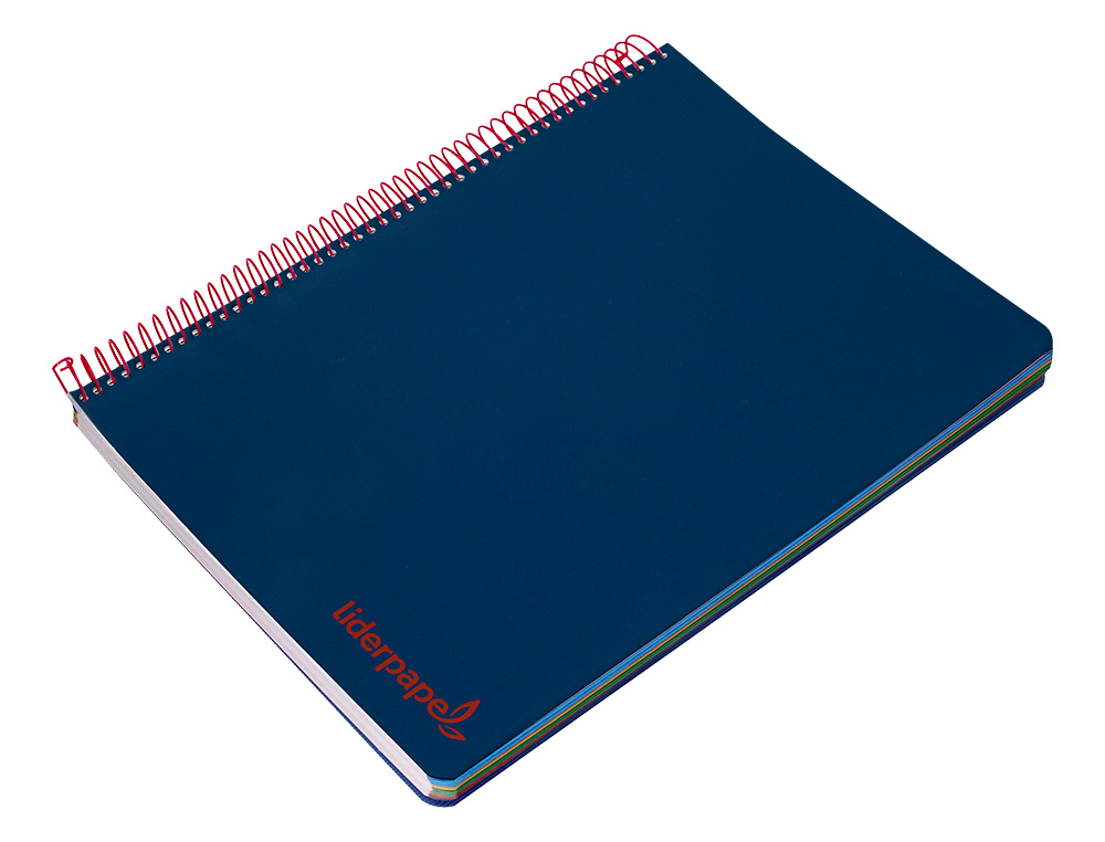 CADERNO ESPIRAL LIDERPAPEL WONDER MICRO DIN A5 CAPA PLASTICO 120 F 90 GR QUADRICULA 5MM 5 BANDAS DE CORES 6 FUROS AZUL M