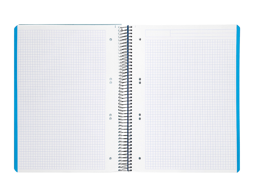 CADERNO ESPIRAL LIDERPAPEL WONDER MICRO DIN A5 CAPA PLASTICO 120 F 90 GR QUADRICULA 5MM 5 BANDAS DE CORES 6 FUROS AZUL M