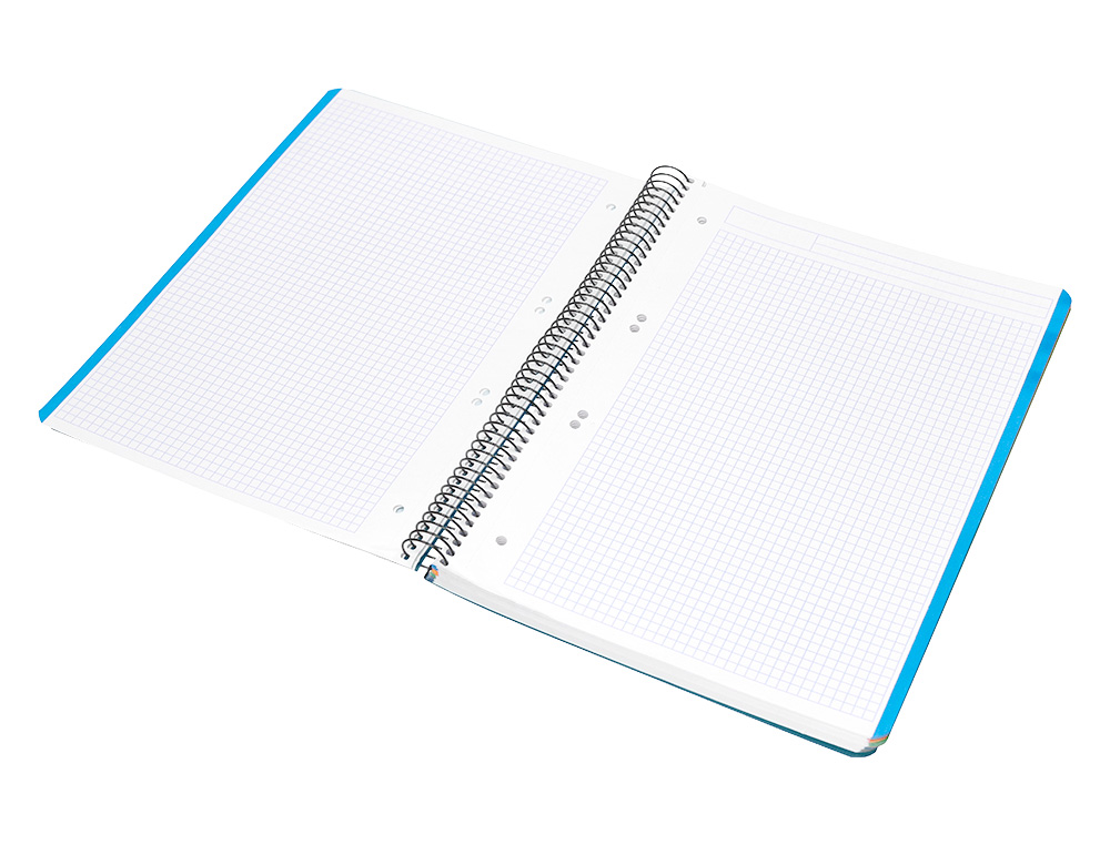 CADERNO ESPIRAL LIDERPAPEL WONDER MICRO DIN A5 CAPA PLASTICO 120 F 90 GR QUADRICULA 5MM 5 BANDAS DE CORES 6 FUROS AZUL M