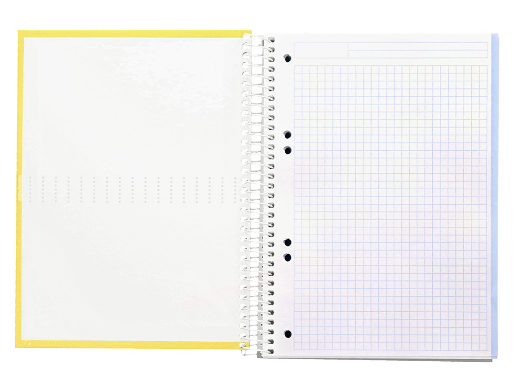 CADERNO ESPIRAL LIDERPAPEL CRAFTY MICRO DIN A5 CAPA FORRADA 120 F 90 GR QUADRICULA 5MM 5 BANDAS DE CORES 6 FUROS COR AMA
