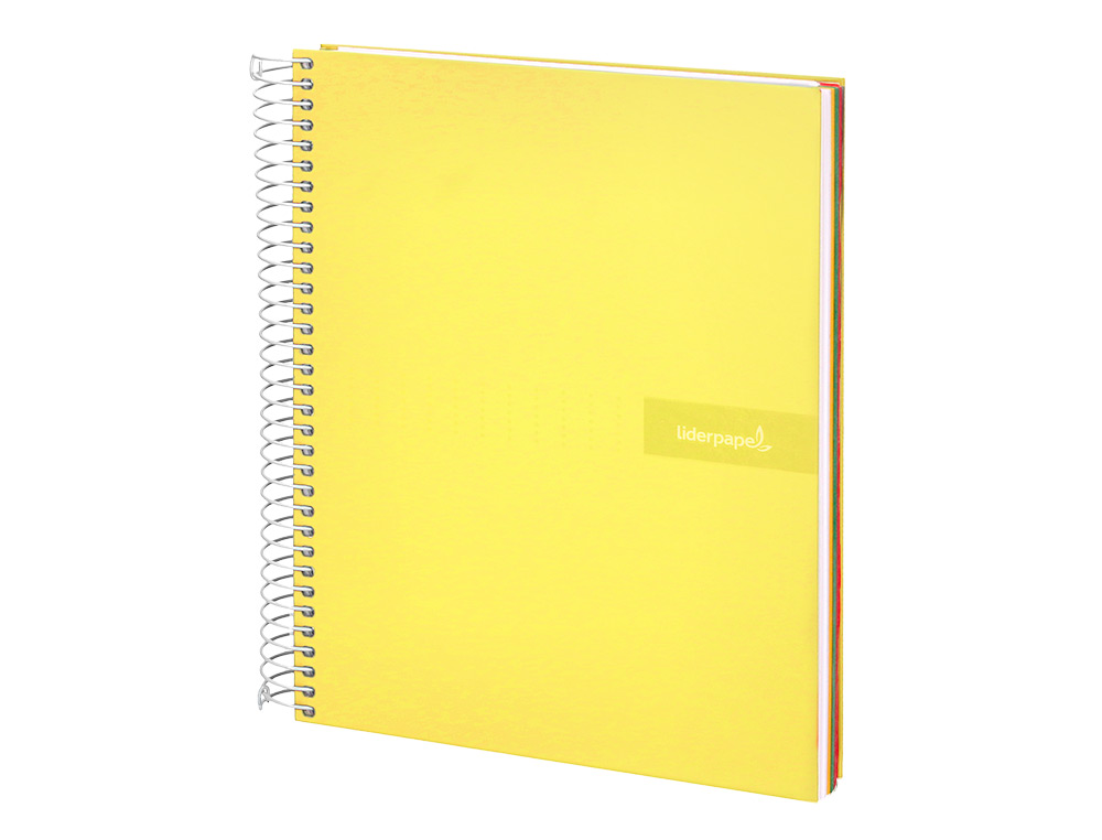 CADERNO ESPIRAL LIDERPAPEL CRAFTY MICRO DIN A5 CAPA FORRADA 120 F 90 GR QUADRICULA 5MM 5 BANDAS DE CORES 6 FUROS COR AMA