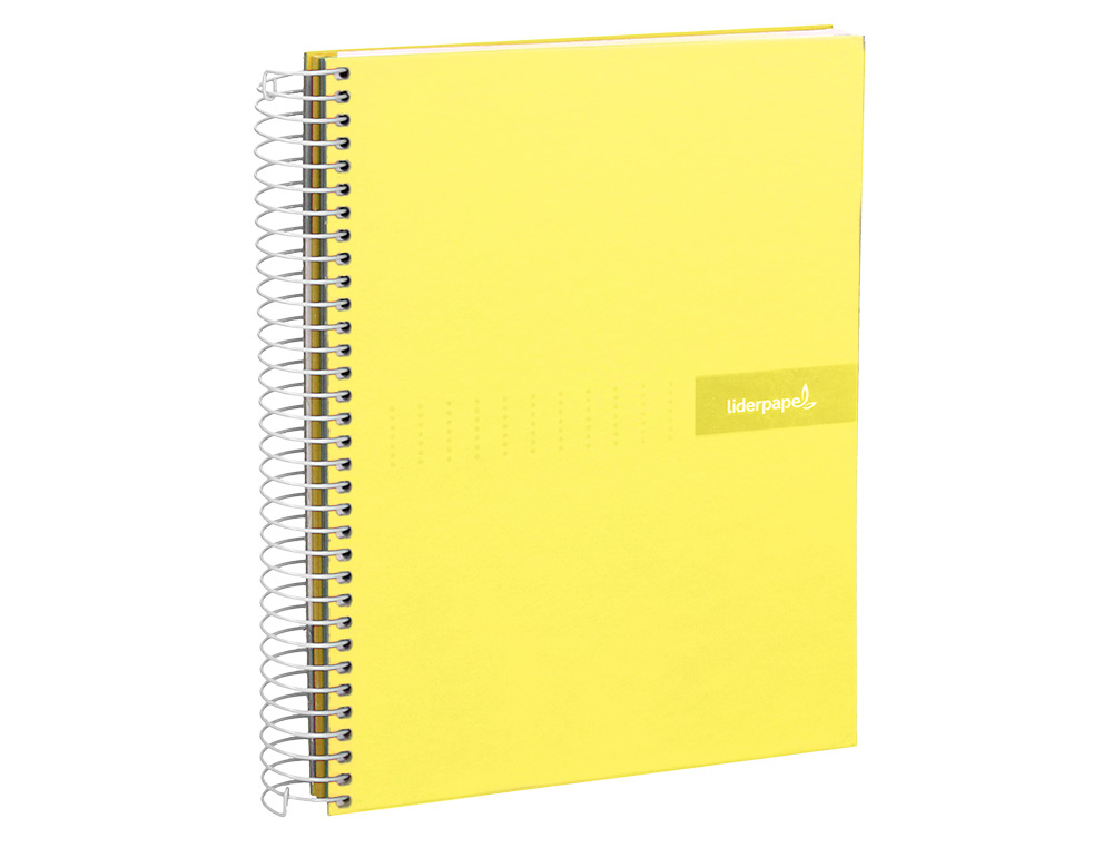 CADERNO ESPIRAL LIDERPAPEL CRAFTY MICRO DIN A5 CAPA FORRADA 120 F 90 GR QUADRICULA 5MM 5 BANDAS DE CORES 6 FUROS COR AMA