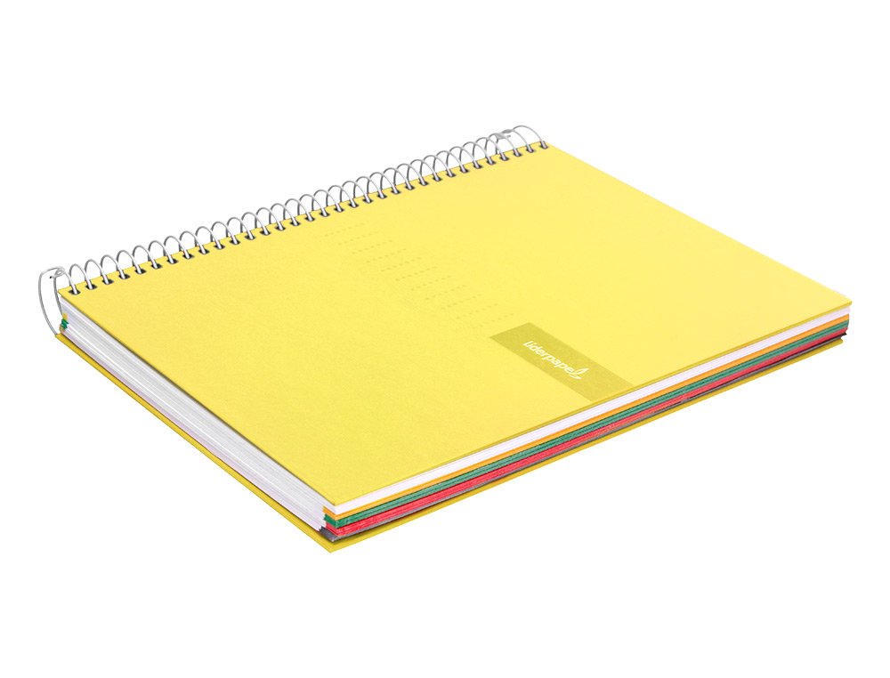 CADERNO ESPIRAL LIDERPAPEL CRAFTY MICRO DIN A5 CAPA FORRADA 120 F 90 GR QUADRICULA 5MM 5 BANDAS DE CORES 6 FUROS COR AMA