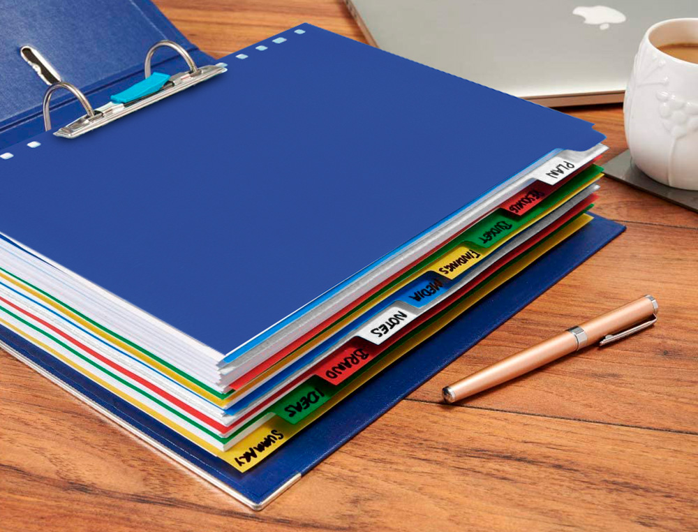 SEPARADOR LIDERPAPEL EM PLASTICO CONJUNTO DE 6 SEPARADORES FOLIO 16 FUROS