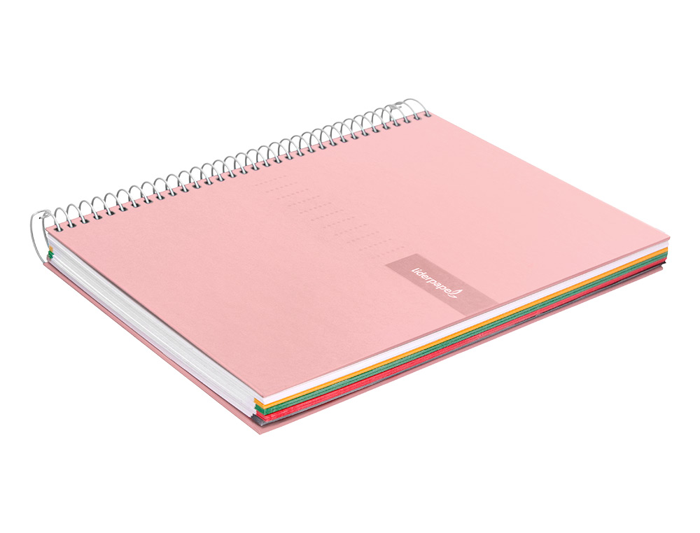 CADERNO ESPIRAL LIDERPAPEL CRAFTY MICRO DIN A4 CAPA FORRADA 120 F 90 GR QUADRICULA 5 MM 5 BANDAS DE CORES 4 CORES COR RO