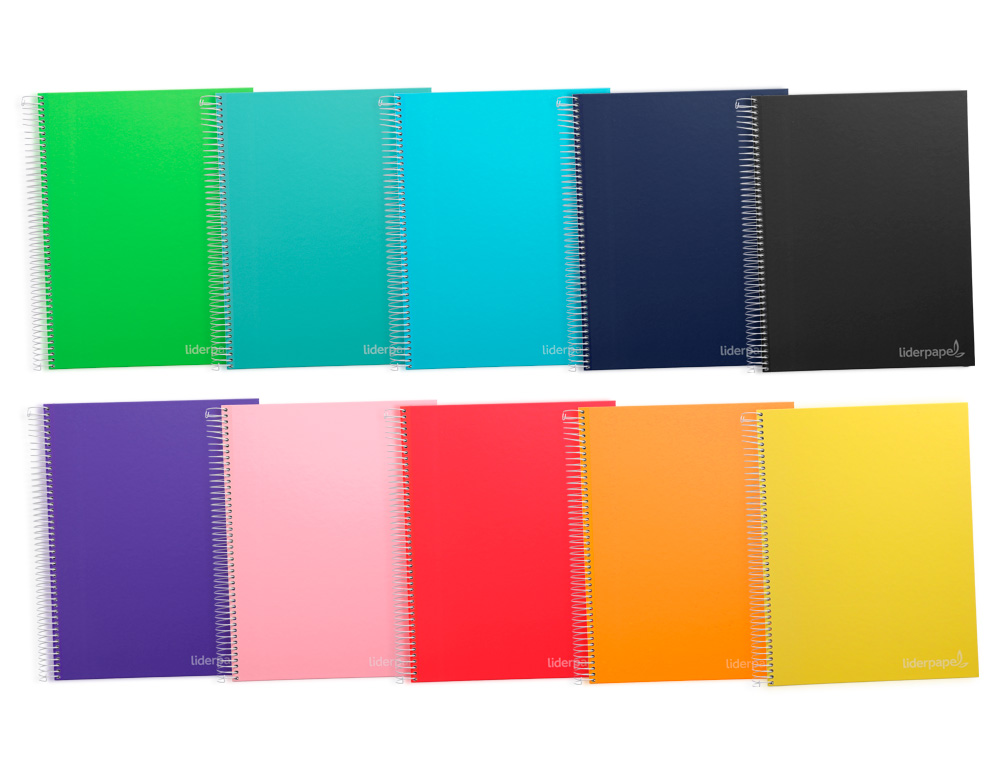 CADERNO ESPIRAL LIDERPAPEL JOLLY MICRO DIN A4 MULTIDISCIPLINA 140 F 75GR 28F 5MM 112F PAUTADAS 5 BANDAS DE CORES CORES S
