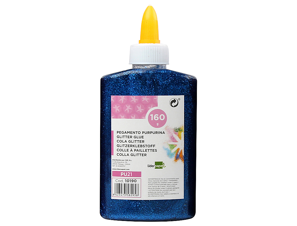 COLA PURPURINA LIDERPAPEL FANTASIA AZUL METALIZADO FRASCO DE 160 GR
