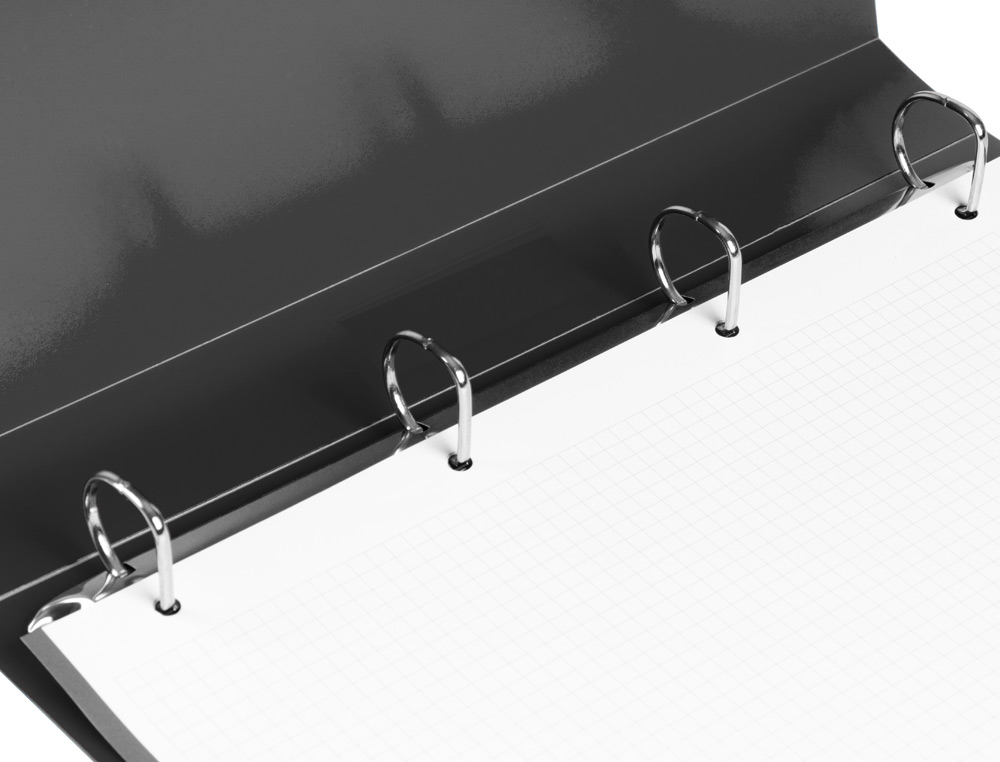 PASTA LIDERPAPEL POLIPROPILENO DIN A4 4 ANEIS 25 MM MISTOS PRETO OPACO