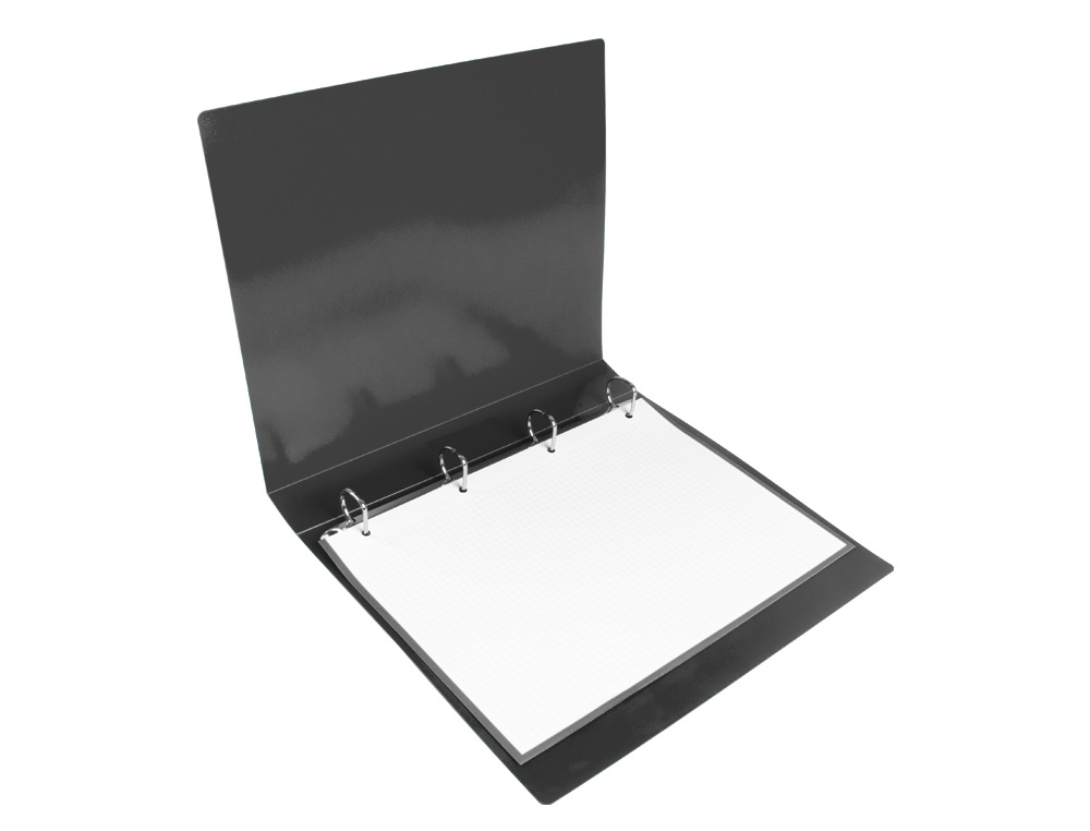 PASTA LIDERPAPEL POLIPROPILENO DIN A4 4 ANEIS 25 MM MISTOS PRETO OPACO