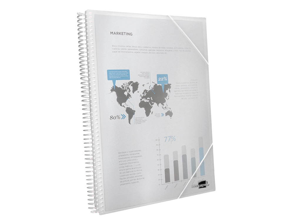 CAPA CATALOGO LIDERPAPEL COM ESPIRAL 30 BOLSAS POLIPROPILENO DIN A4 TRANSPARENTE