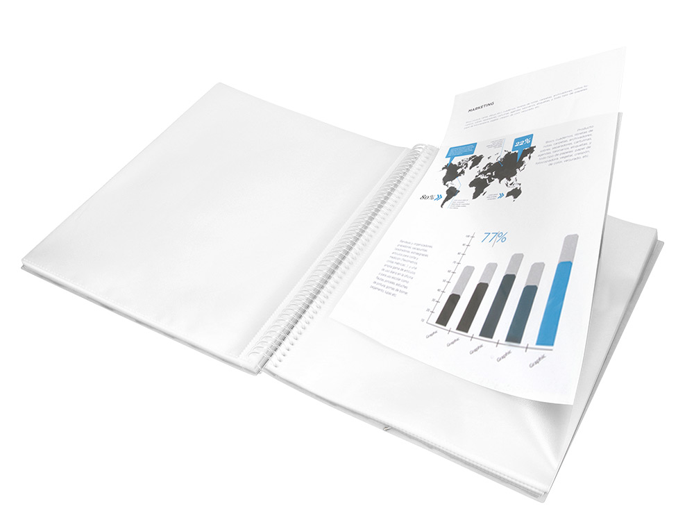 CAPA CATALOGO LIDERPAPEL COM ESPIRAL 30 BOLSAS POLIPROPILENO DIN A4 TRANSPARENTE