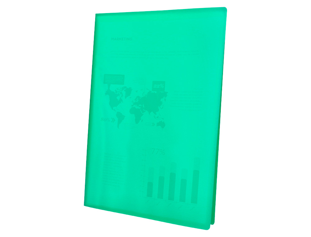 CAPA CATALOGO LIDERPAPEL 20 BOLSAS POLIPROPILENO DIN A4 VERDE TRANSLUCIDO