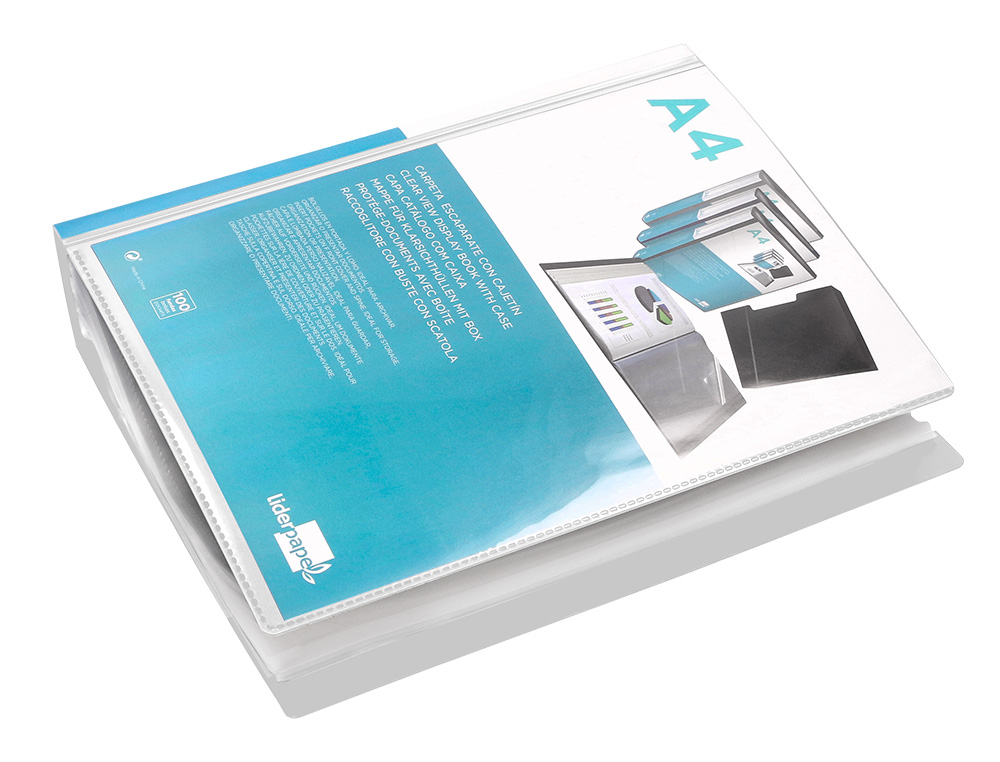 CAPA CATALOGO LIDERPAPEL 100 BOLSAS DIN A4 TRANSPARENTE COM CAIXA