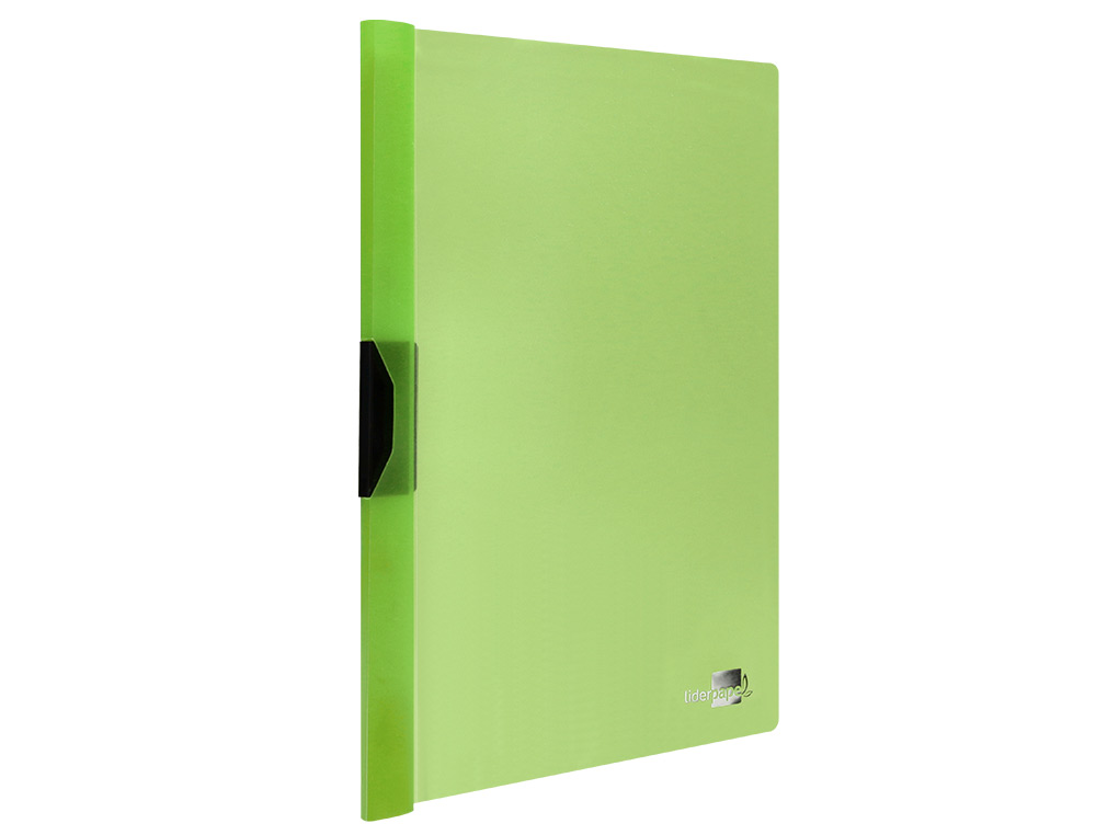 BOLSA DOSSIER LIDERPAPEL COM CLIP LATERAL DIN A4 VERDE TRANSLUCIDO 60 FOLHAS