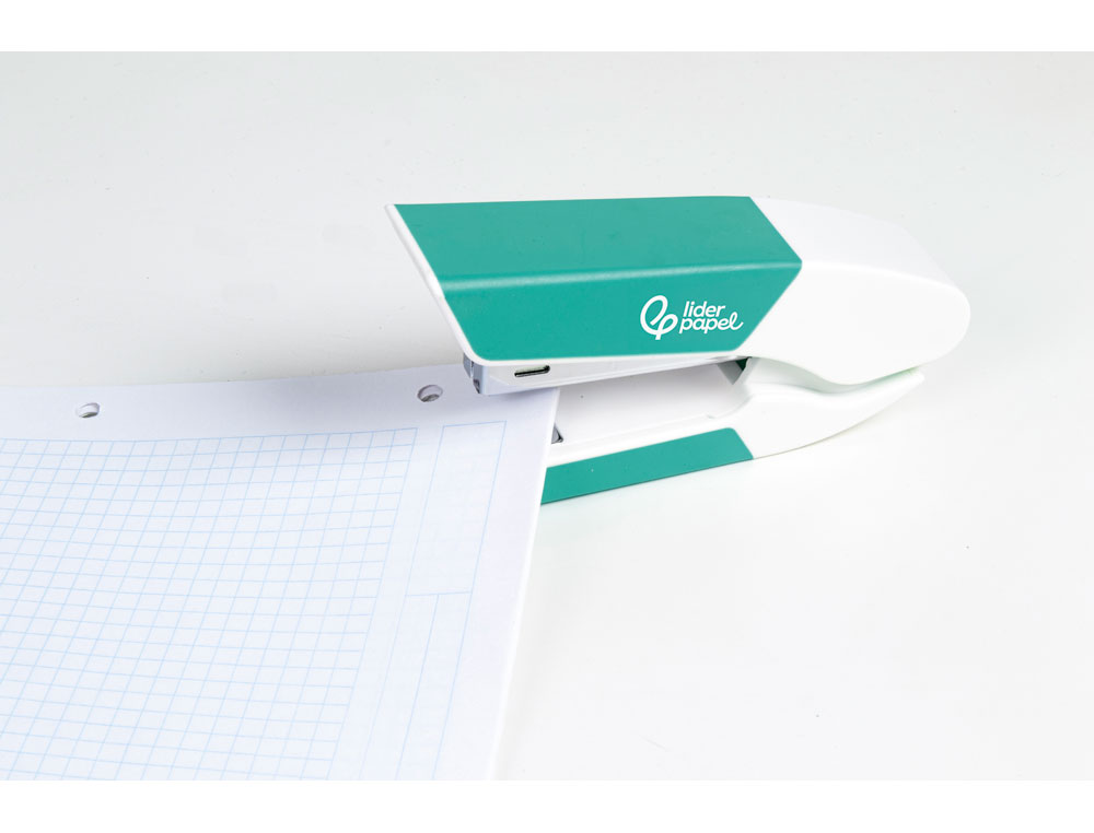 AGRAFADOR LIDERPAPEL COM OFERTA DE SACA AGRAFES E CAIXA DE 1000 AGRAFES 22/6 24/6 CAPACIDADE 20F COR TURQUESA