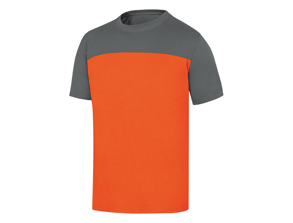 T-SHIRT DE ALGODAO DELTAPLUS COR CINZA LARANJA TAMANHO M