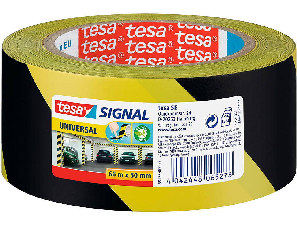 FITA ADESIVA TESA DE SEGURANÇA AMARELA E PRETA POLIPROPILENO 66 MT X 50 MM
