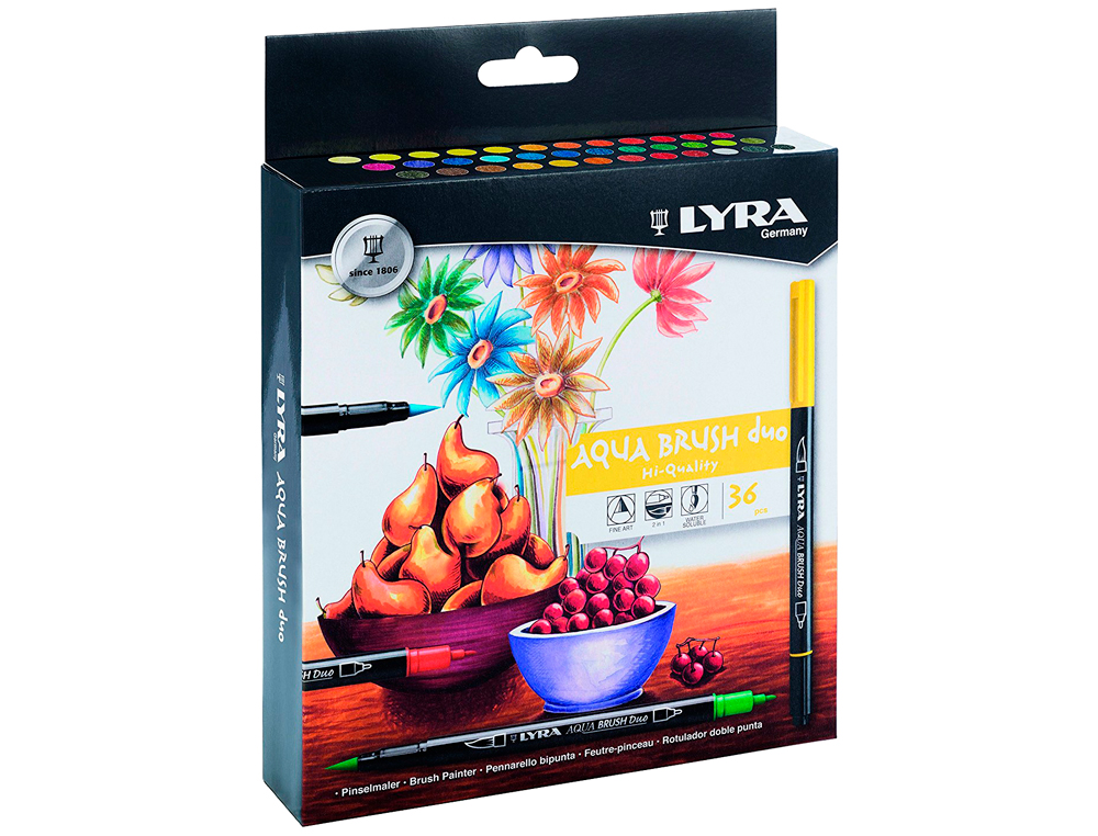 MARCADOR LYRA AQUA BRUSH DUO CAIXA DE 36 CORES