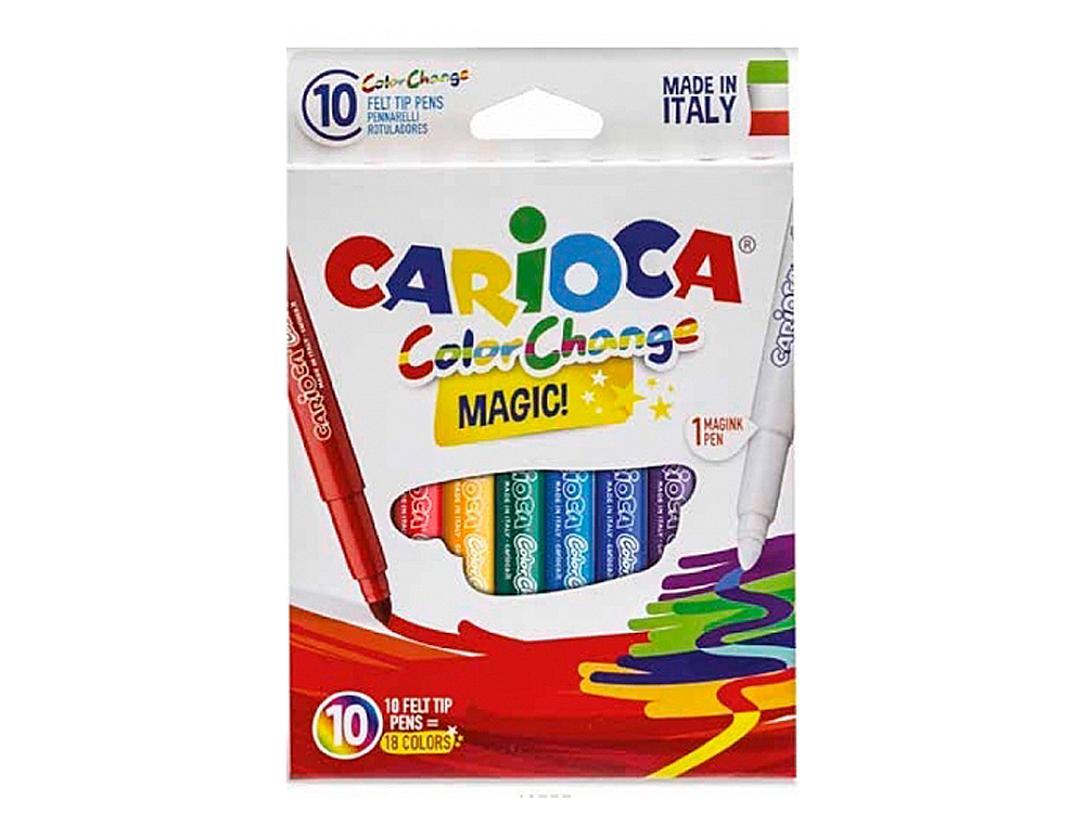 MARCADOR CARIOCA MUDANCA DE COR TINTA MAGICA CAIXA DE 10 UNIDADES CORES SORTIDAS