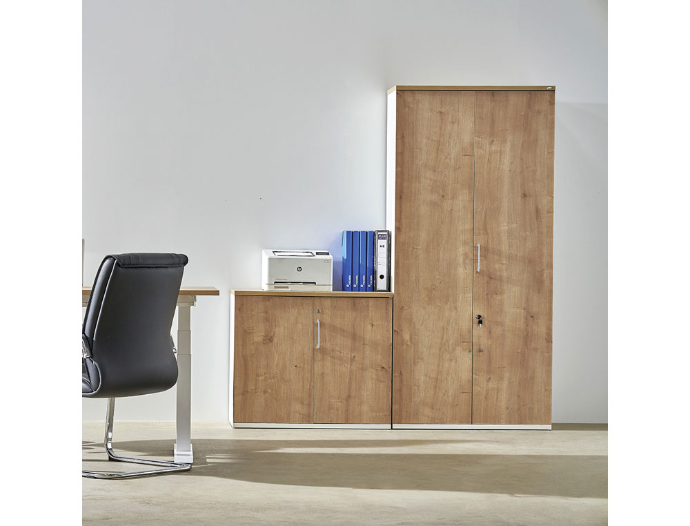ARMARIO ROCADA COM QUATRO ESTANTES E DOIS PORTAS SERIE STORE 195X90X45 CM ACABAMENTO AW04 BRANCO/BRANCO