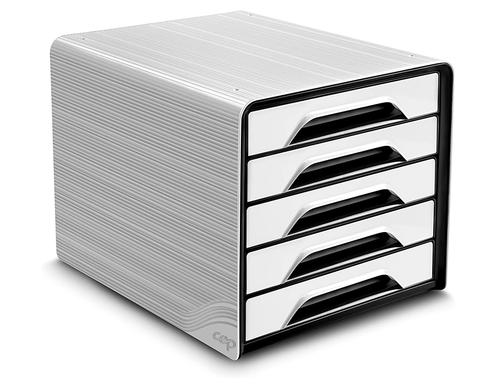BLOCOS CLASSIFICADORES DE SECRETARIA CEP 5 GAVETAS BRANCO/PRETO 360X288X270 MM