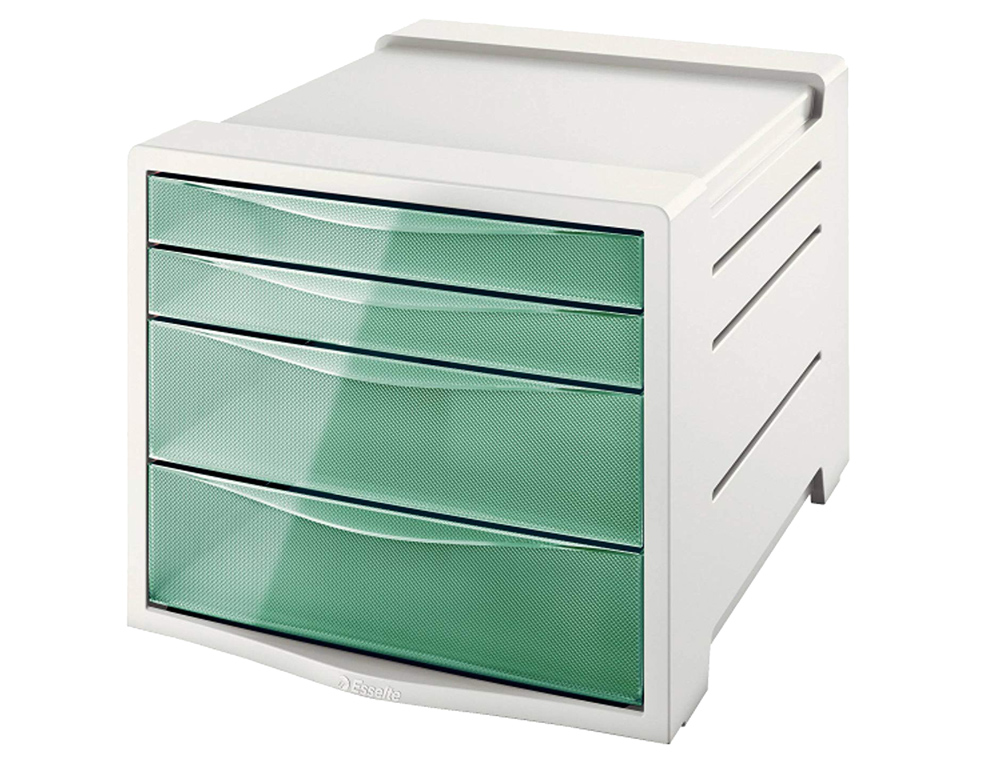 BLOCO CLASSIFICADOR DE SECRETARIAA ESSELTE COLOUR ICE PLASTICO 4 GAVETAS COR VERDE 245X365X285 MM
