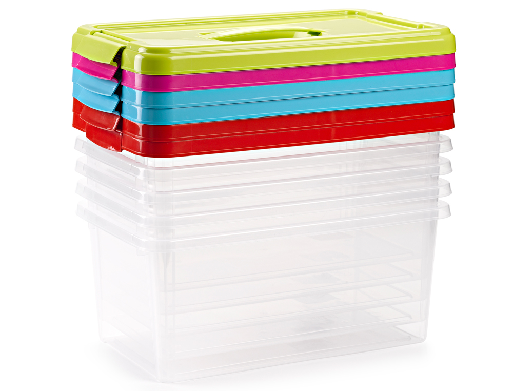 CAIXA MULTIUSOS PLASTICO 10 L N 24 TAMPA DE COR COM ASA 385X230X175 MM