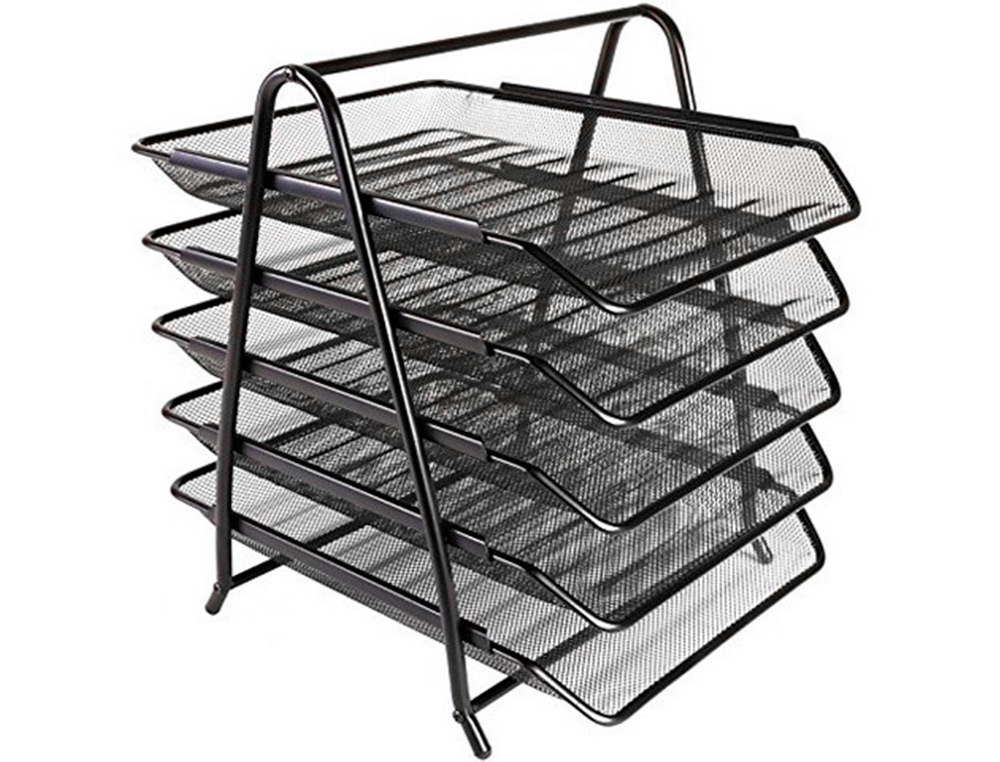 TABULEIRO SECRETARIA Q-CONNECT METALICA REDE PRETA 5 BANDEJAS MOVEIS 350X275X375 MM