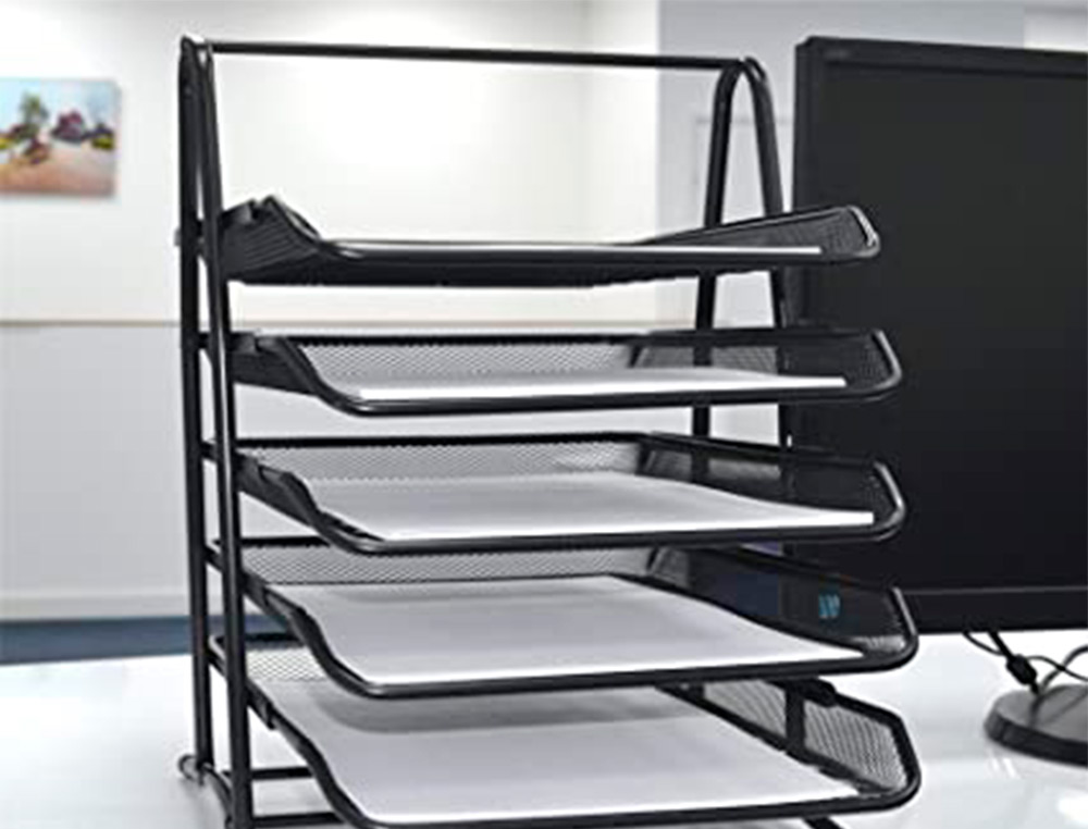TABULEIRO SECRETARIA Q-CONNECT METALICA REDE PRETA 5 BANDEJAS MOVEIS 350X275X375 MM