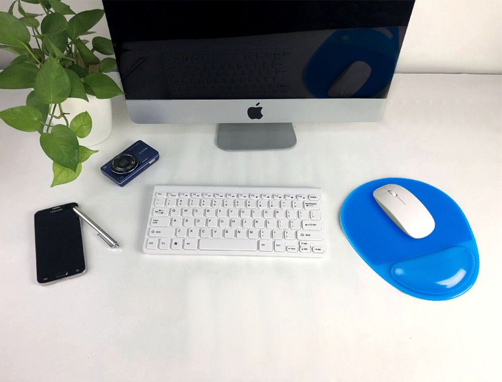 TAPETE PARA RATO Q-CONNECT COM APOIO DE PULSOS DE GEL E PVC COR AZUL