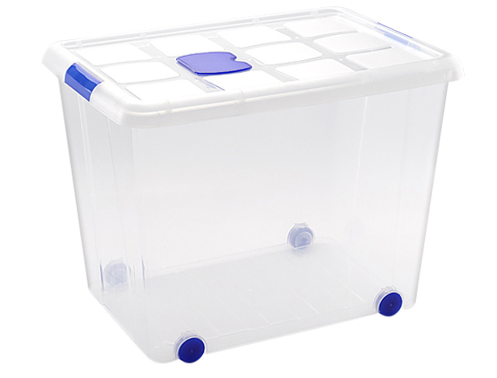 CAIXA DE ARMAZENAGEM PLASTICFORTE 86 LITROS Nº 8 TRANSPARENTE COM TAMPA 470X620X450 MM
