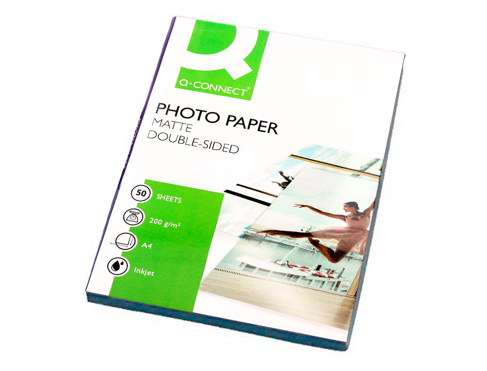 PAPEL Q-CONNECT FOTO MATE DUPLA FACE DIN A4 220 GR PARA FOTOCOPIADORAS E IMPRESSORAS A TINTEIRO EMBALAGEM DE 50 FOLHAS