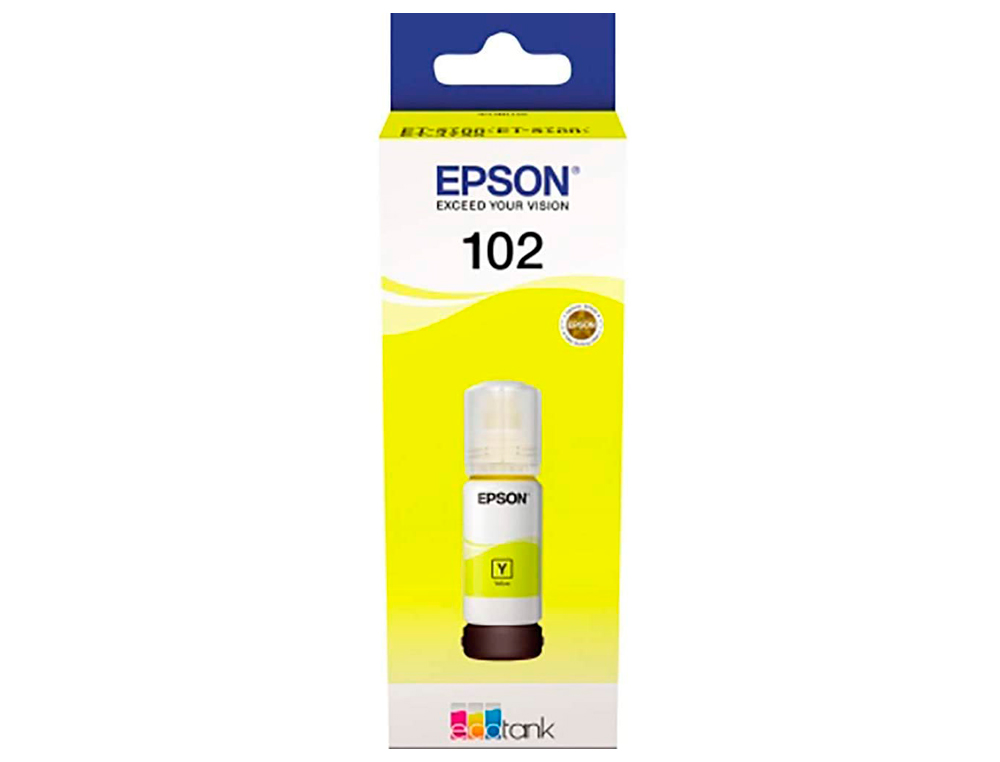 TINTA EPSON ECOTANK 102 ET-2700 / 2750 / 3700 / 3750 / 4750 BOTE DE 70 ML AMARELO 6.000 PAG