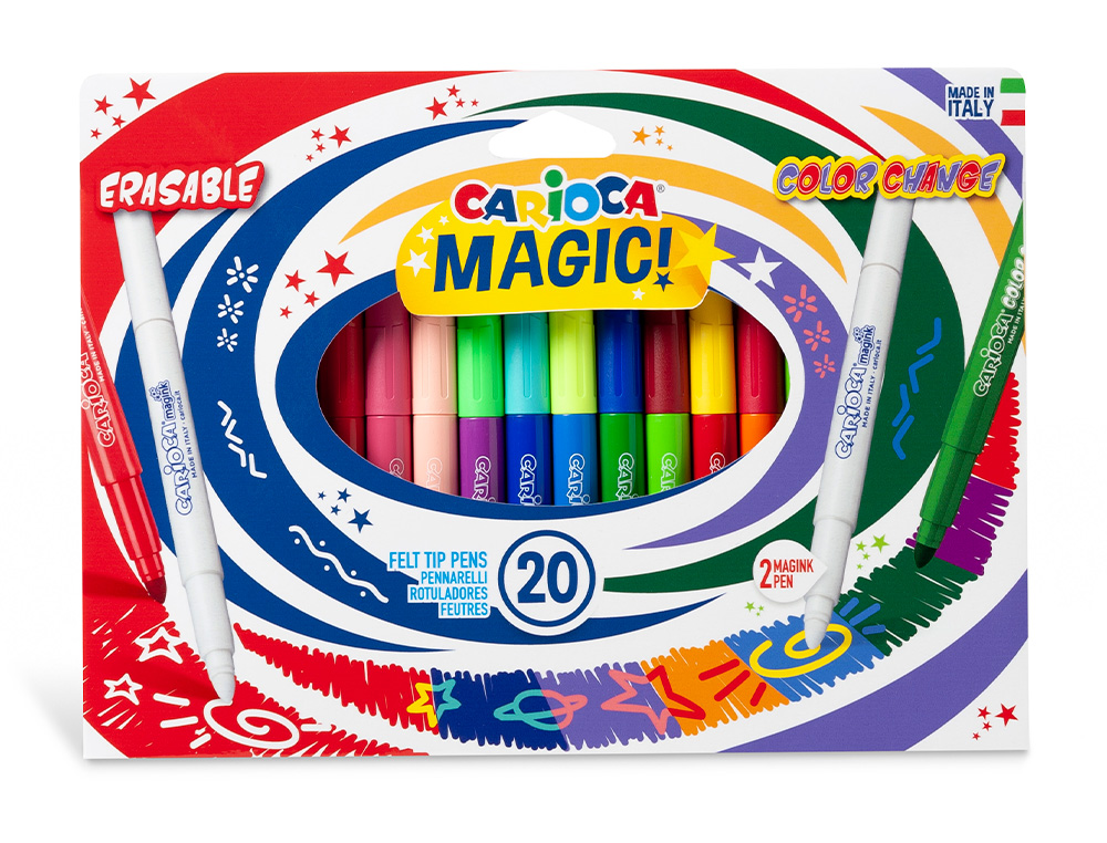 MARCADOR CARIOCA MAGIC APAGAVEL CAIXA DE 20 UNIDADES CORES SORTIDAS