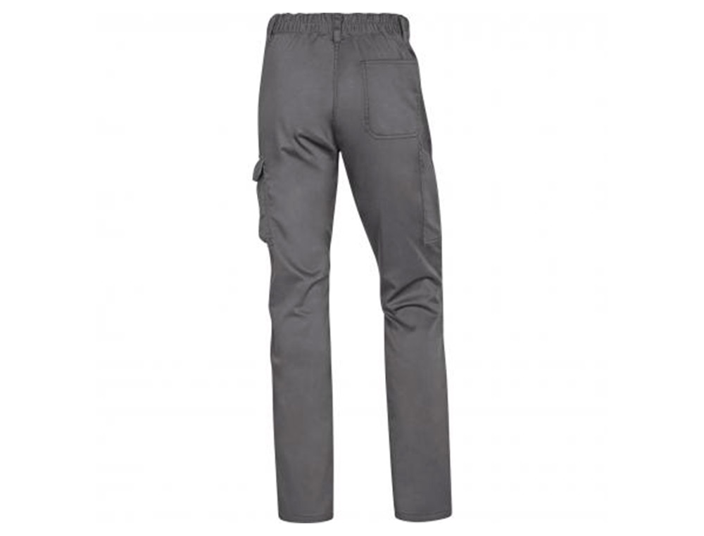 CALCAS DE TRABALHO DELTAPLUS CINTURA ELASTICA 5 ESTOJOS COR CINZA / PRETO TAMANHO M