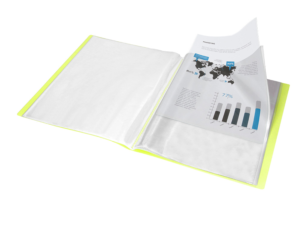 CAPA CATALOGO LIDERPAPEL 60 BOLSAS POLIPROPILENO DIN A4 AMARELO FLUOR OPACO