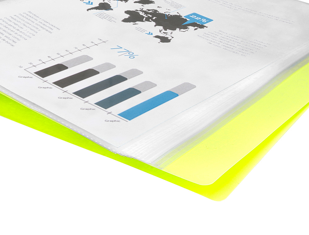 CAPA CATALOGO LIDERPAPEL 60 BOLSAS POLIPROPILENO DIN A4 AMARELO FLUOR OPACO