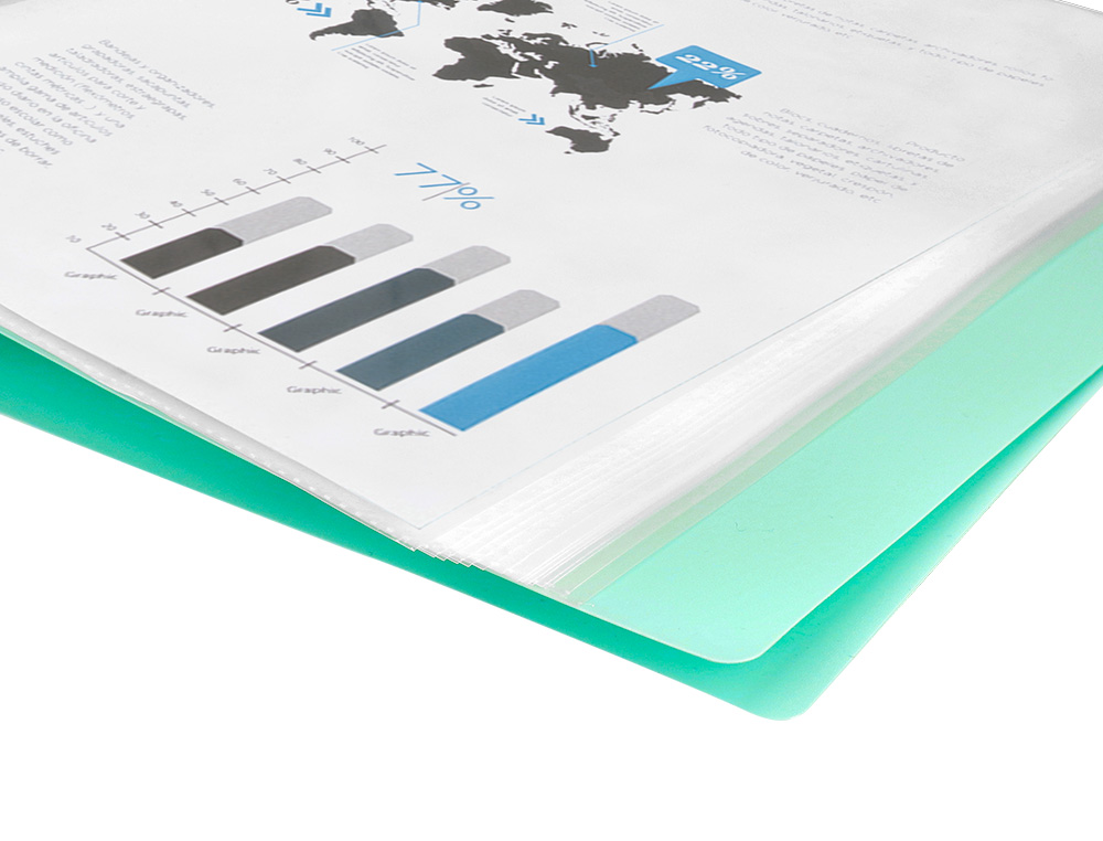 CAPA CATALOGO LIDERPAPEL 60 BOLSAS POLIPROPILENO DIN A4 VERDE MA OPACO