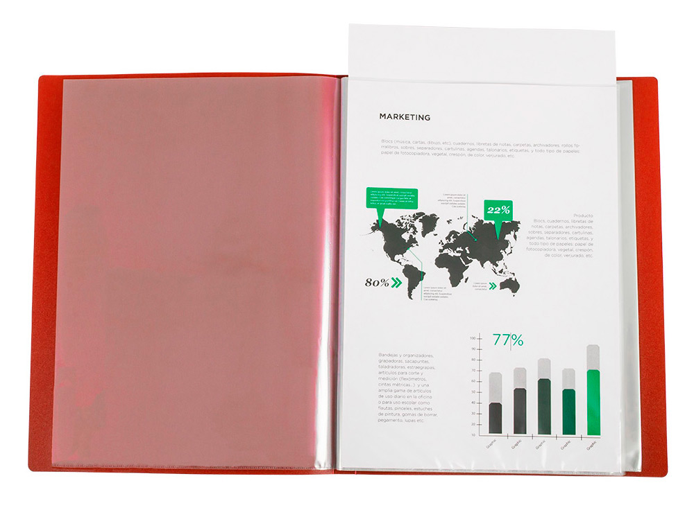 PASTA CANGURU LIDERPAPEL 80 BOLSAS POLIPROPILENO DIN A4 VERMELHO TRANSLUCIDO CAPA E LOMBADA PERSONALIZAVEL