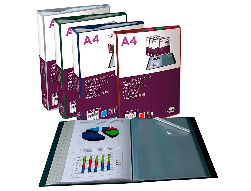 PASTA CANGURU LIDERPAPEL 80 BOLSAS POLIPROPILENO DIN A4 VERMELHO TRANSLUCIDO CAPA E LOMBADA PERSONALIZAVEL