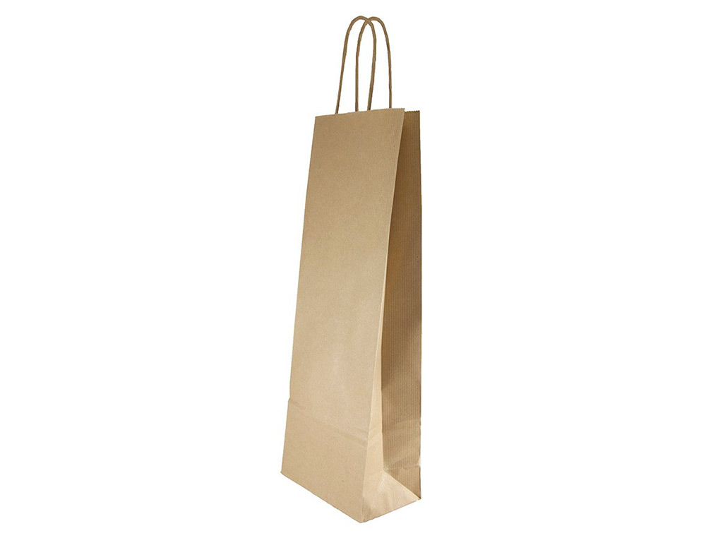 SACO DE PAPEL BASIKA KRAFT RECICLADA ASA RETORCIDA LISA NATURAL FORMATO 