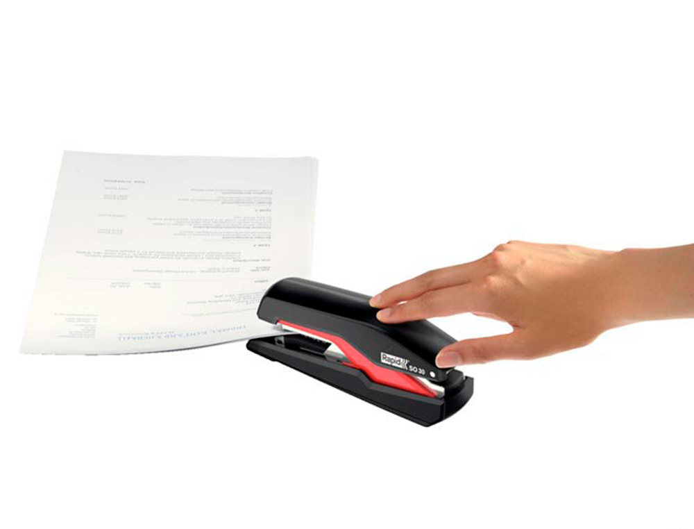 AGRAFADOR RAPID SO30C PLASTICO PRETO/VERMELHO CAPACIDADEE 30 FOLHAS USA AGRAFES OMNIPRESS 30