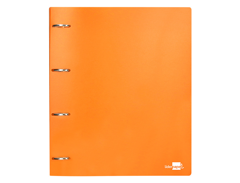 PASTA LIDERPAPEL POLIPROPILENO DIN A4 4 ANEIS MISTOS 40 MM LARANJA FLUOR OPACO