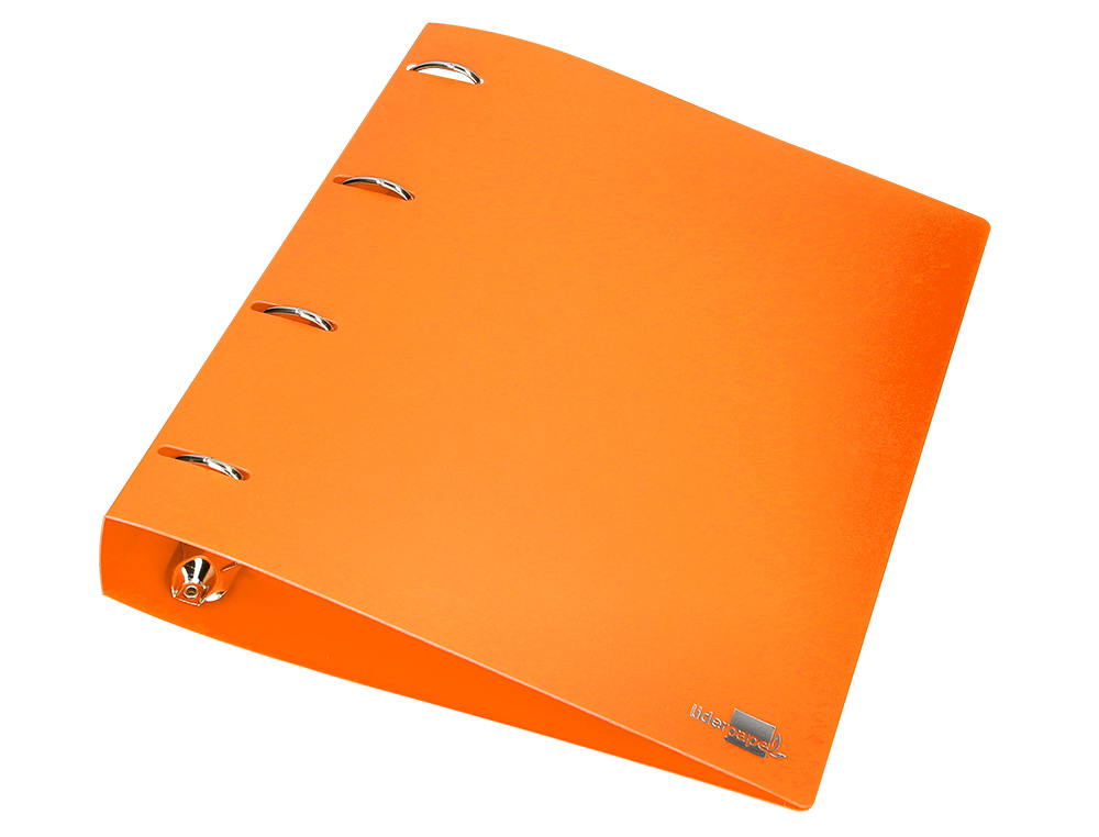 PASTA LIDERPAPEL POLIPROPILENO DIN A4 4 ANEIS MISTOS 40 MM LARANJA FLUOR OPACO