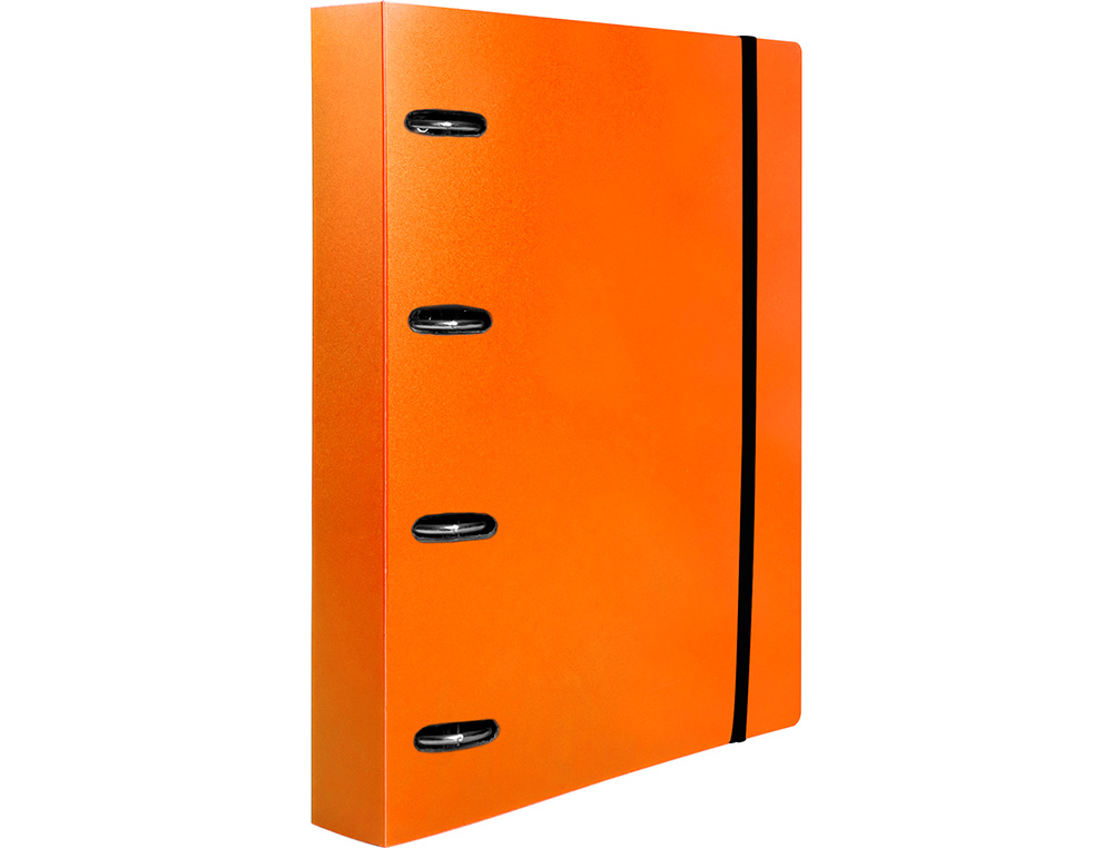 PASTA LIDERPAPEL COM RECARGA POLIPROPILENO DIN A4 4 ANEIS 25MM QUADRICULA 5MM LARANJA OPACO