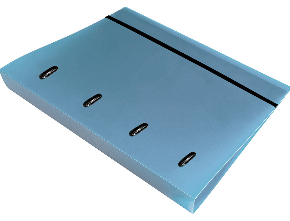PASTA LIDERPAPEL COM RECARGA POLIPROPILENO DIN A4 4 ANEIS 25MM QUADRICULA 5MM CELESTE OPACO