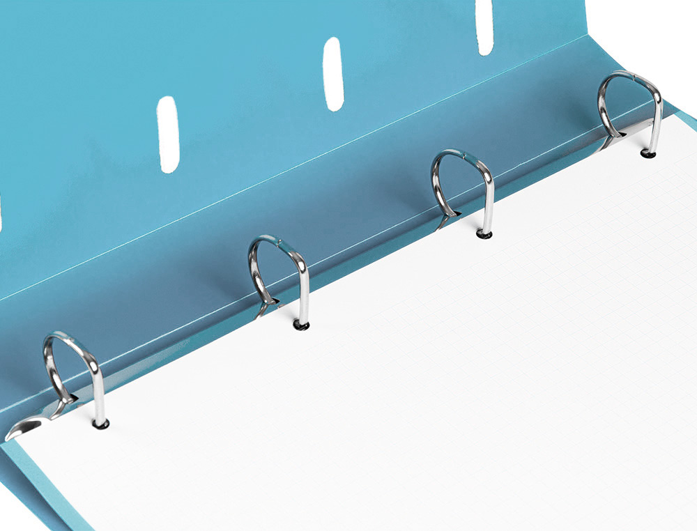 PASTA LIDERPAPEL COM RECARGA POLIPROPILENO DIN A4 4 ANEIS 25MM QUADRICULA 5MM CELESTE OPACO