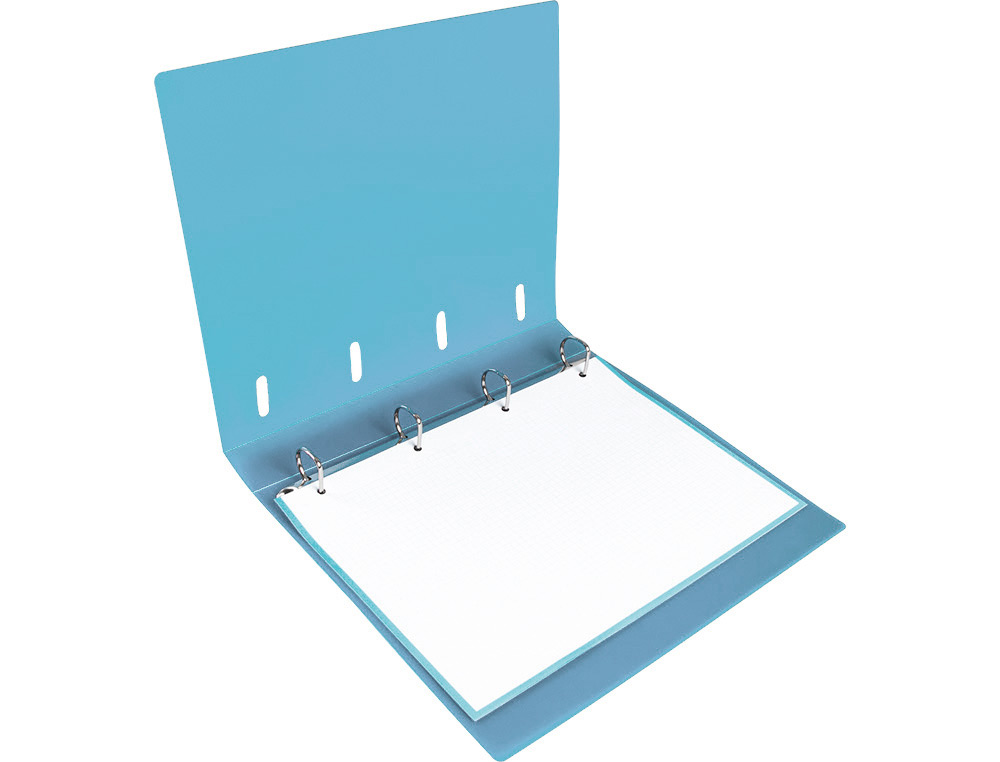 PASTA LIDERPAPEL COM RECARGA POLIPROPILENO DIN A4 4 ANEIS 25MM QUADRICULA 5MM CELESTE OPACO