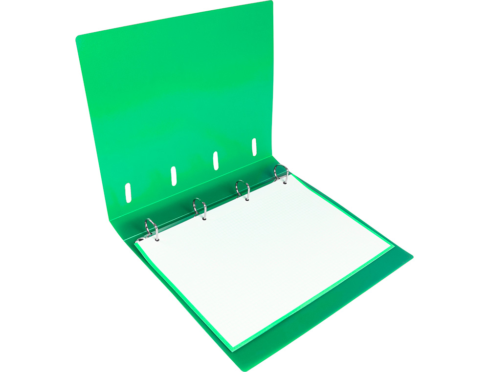 PASTA LIDERPAPEL COM RECARGA POLIPROPILENO DIN A4 4 ANEIS 40MM QUADRICULA 5MM VERDE TRANSLUCIDO